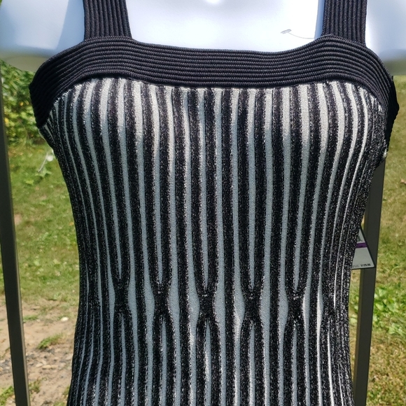 NWT RACHEL Rachel Roy Black & White Striped Dress - Picture 3 of 11